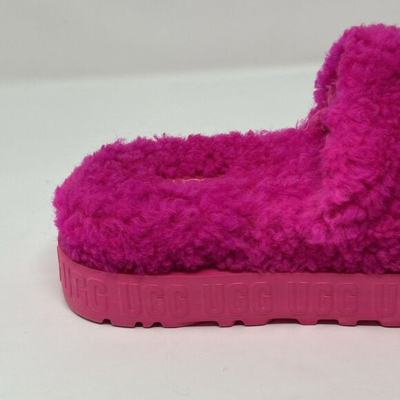 UGG Fluffita Platform Women Fur Slide Slippers Pink Size 7 Sheepskin STORE MODEL - Picture 11 of 16